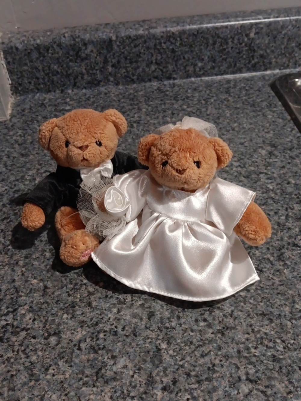 Cherished Teddies Bride and Groom Brown Plush Wedding Bears